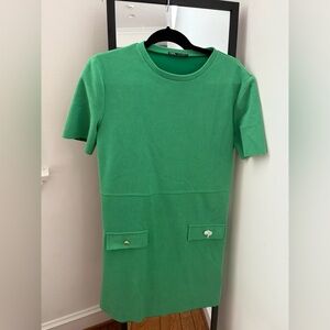 Zara Green Sheath Mini Dress Crew Neck Short Sleeve